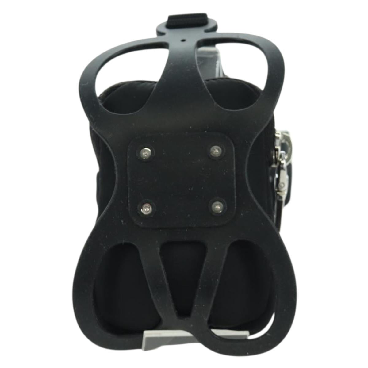 PRADA Phone Holder Pouch Nylon Black Silver Auth 172423M