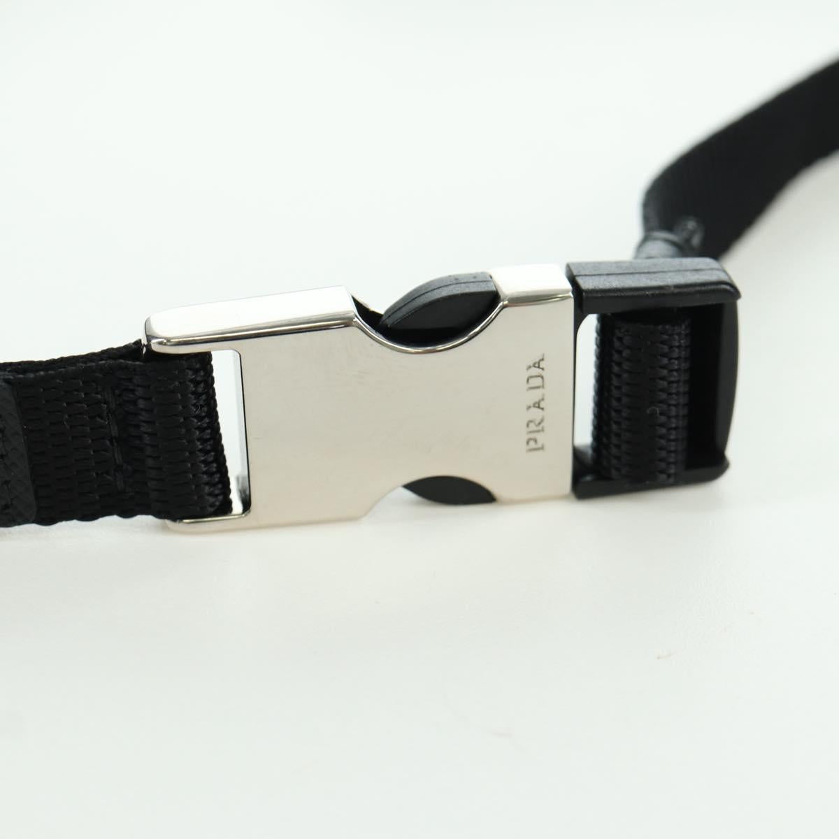 PRADA Phone Holder Pouch Nylon Black Silver Auth 172423M
