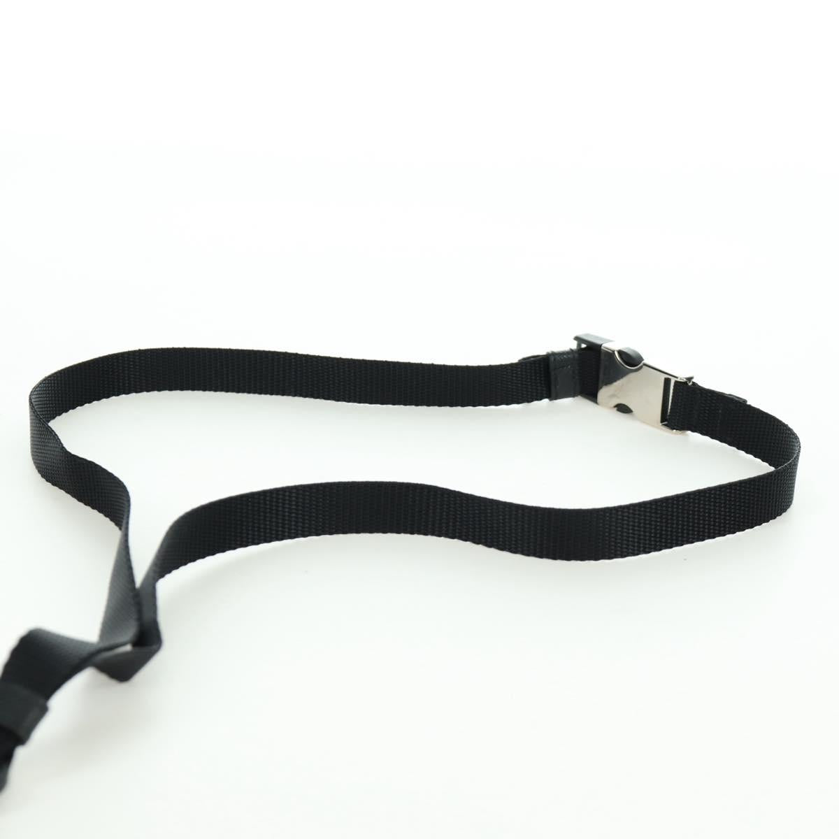PRADA Phone Holder Pouch Nylon Black Silver Auth 172423M
