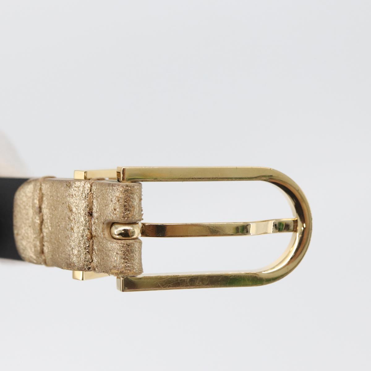 CHANEL Belt Leather 33.5"" Gold CC Auth 172424A
