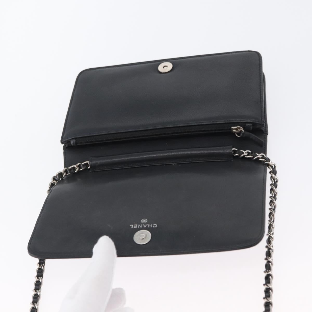 CHANEL COCO Mark Chain Shoulder Bag Patent Black Silver CC Auth 172433SAV