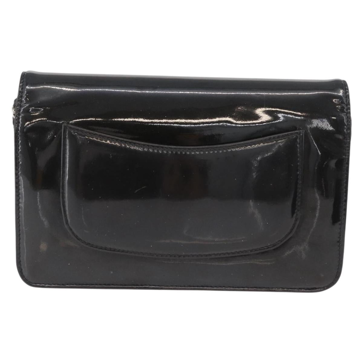 CHANEL COCO Mark Chain Shoulder Bag Patent Black Silver CC Auth 172433SAV