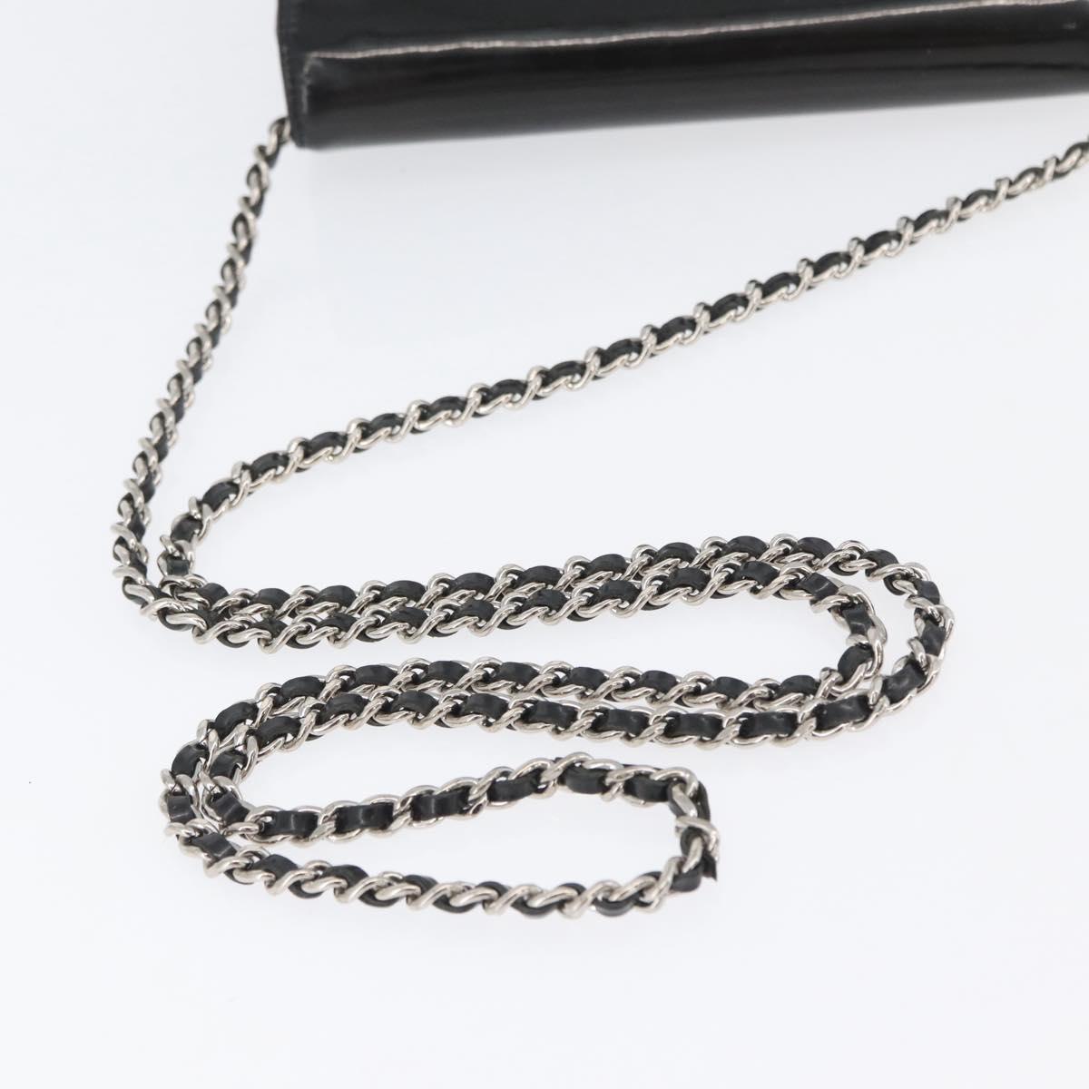 CHANEL COCO Mark Chain Shoulder Bag Patent Black Silver CC Auth 172433SAV