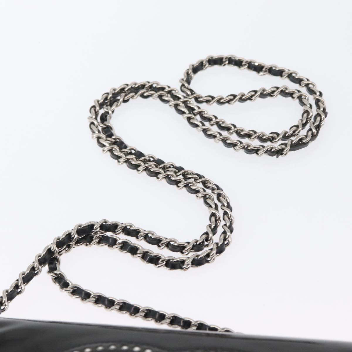 CHANEL COCO Mark Chain Shoulder Bag Patent Black Silver CC Auth 172433SAV