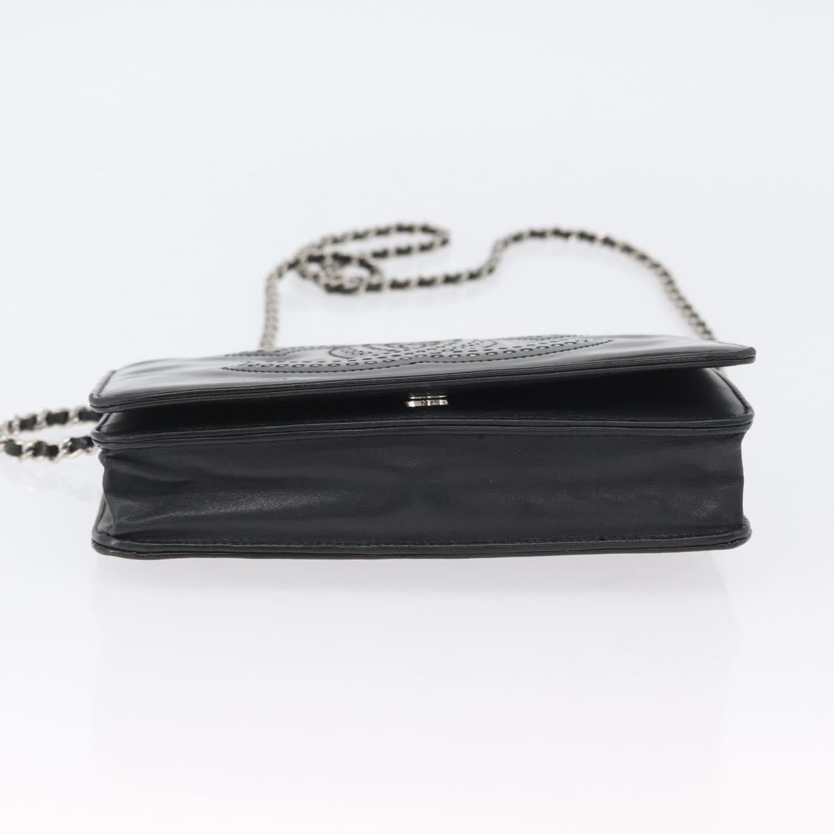 CHANEL COCO Mark Chain Shoulder Bag Patent Black Silver CC Auth 172433SAV