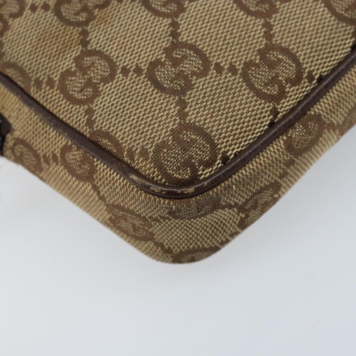 GUCCI GG Canvas Shoulder Bag Beige Silver 120975 Auth 172462