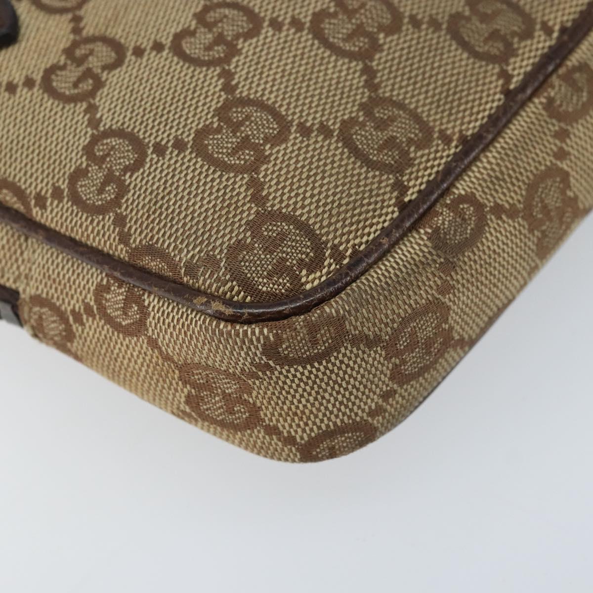 GUCCI GG Canvas Shoulder Bag Beige Silver 120975 Auth 172462