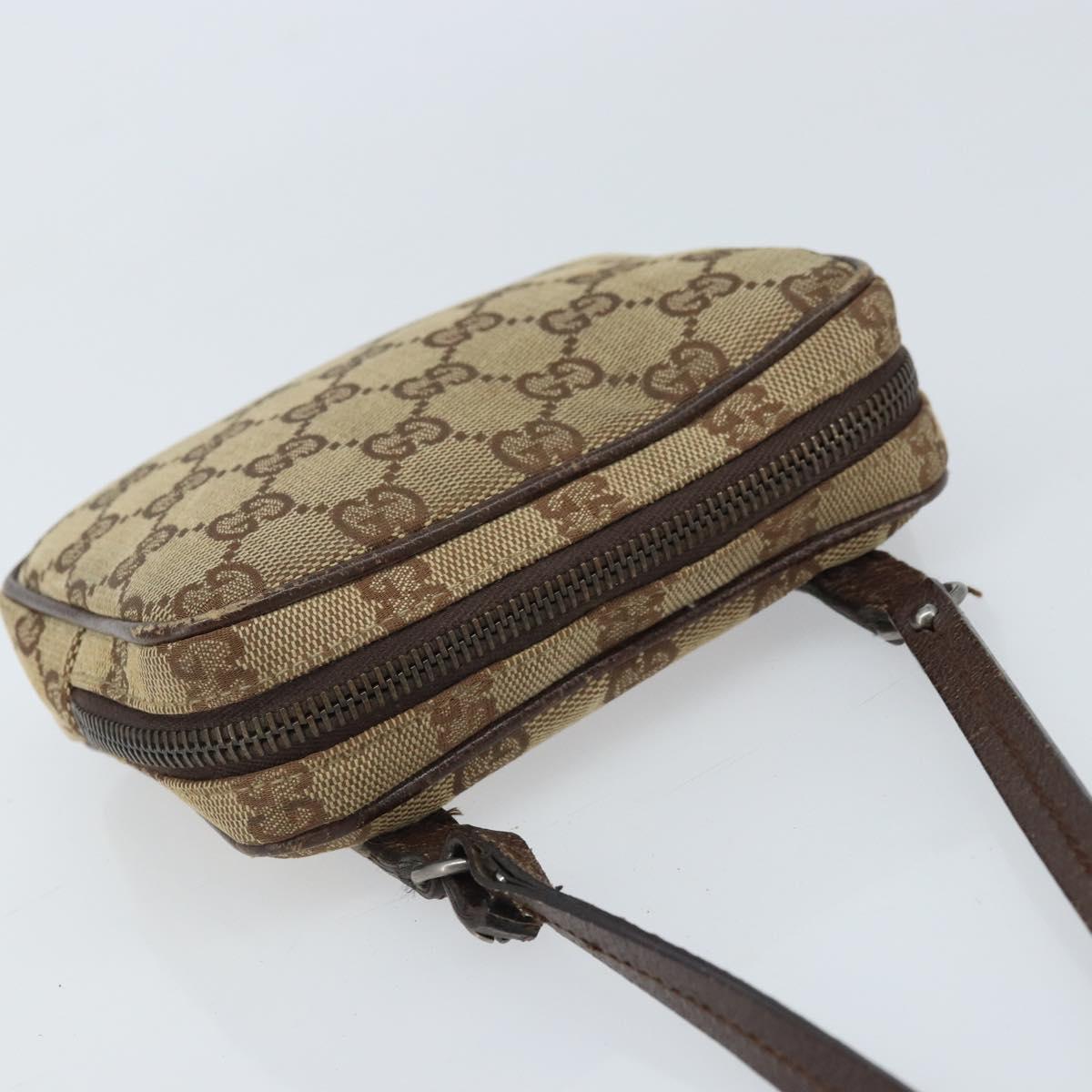 GUCCI GG Canvas Shoulder Bag Beige Silver 120975 Auth 172462