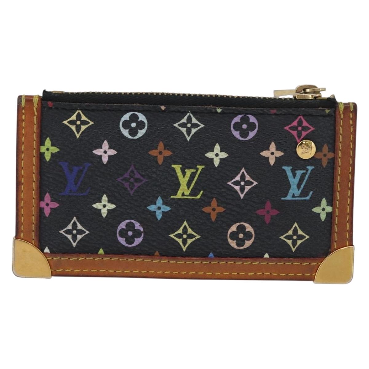 LOUIS VUITTON Multicolor Pochette Cles Coin Purse Black M13664 LV Auth 172463A