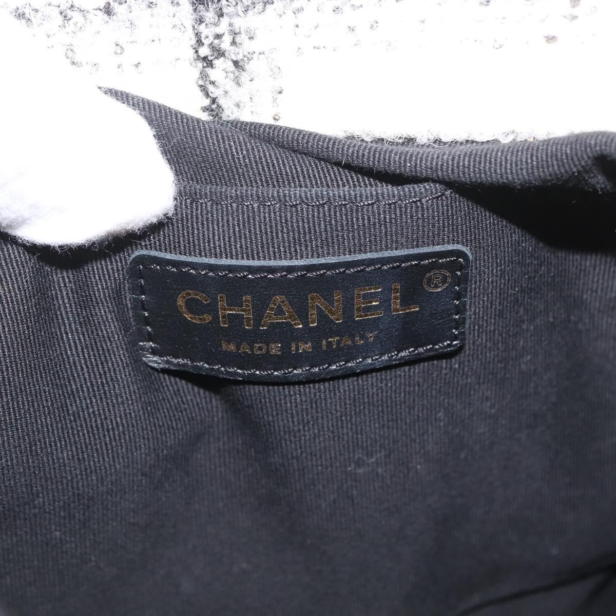 CHANEL Matelasse Chain Backpack Tweed White Gold CC Auth 172472SM