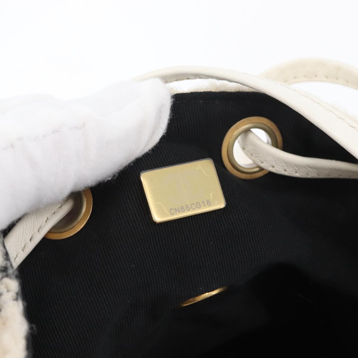 CHANEL Matelasse Chain Backpack Tweed White Gold CC Auth 172472SM