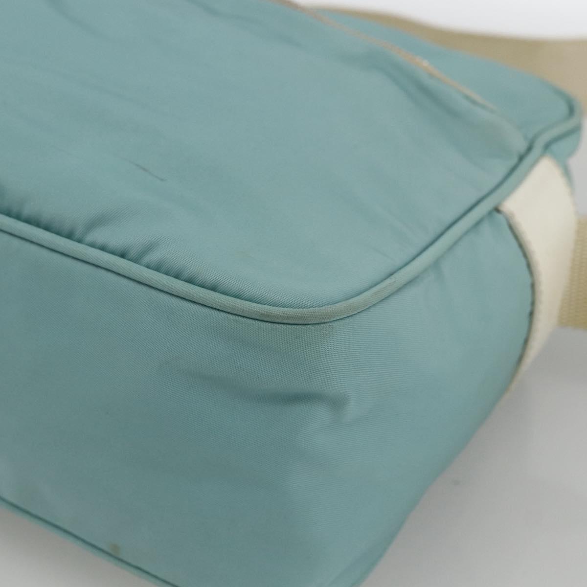 PRADA Shoulder Bag Nylon Light Blue Silver Auth 172476A
