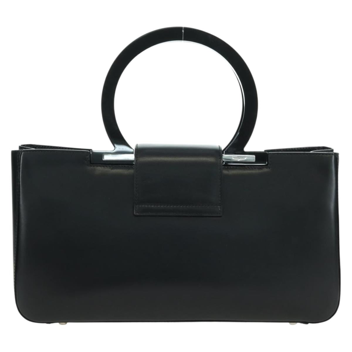 Salvatore Ferragamo Gancini Hand Bag Leather Black Silver Auth 172480V
