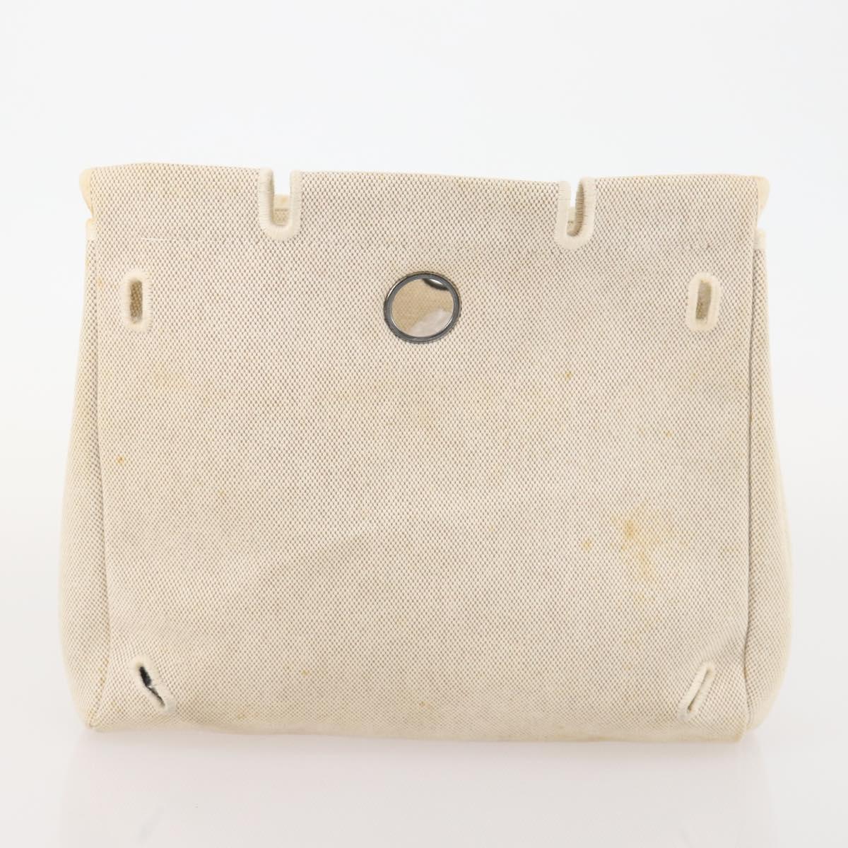 HERMES Herbag Ad PM Backpack Canvas Leather 2way Beige Silver Auth 172481