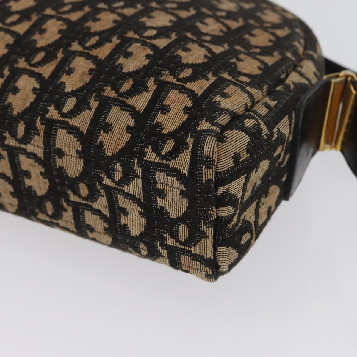 Christian Dior Trotter Canvas Shoulder Bag Navy Gold Auth 172485
