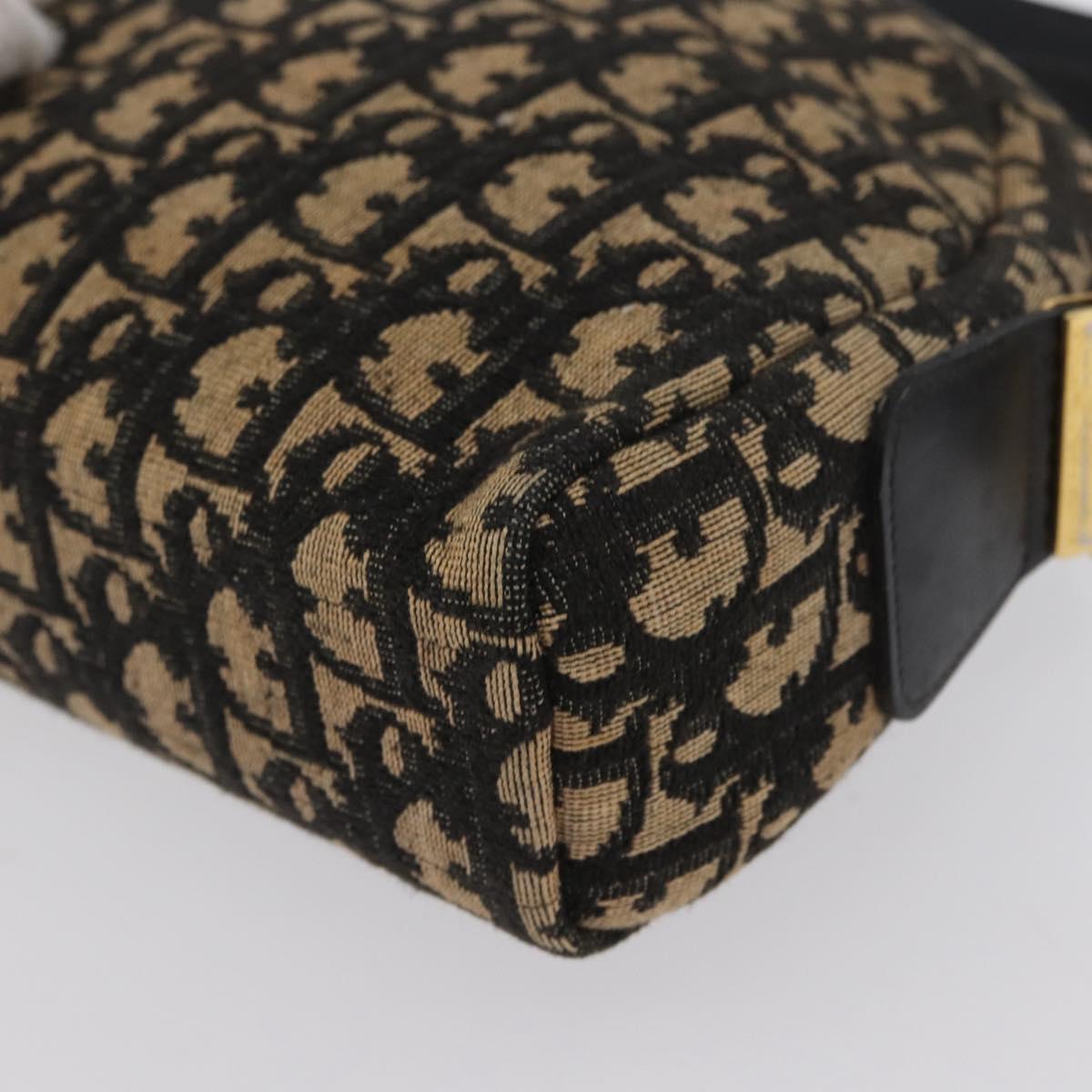 Christian Dior Trotter Canvas Shoulder Bag Navy Gold Auth 172485
