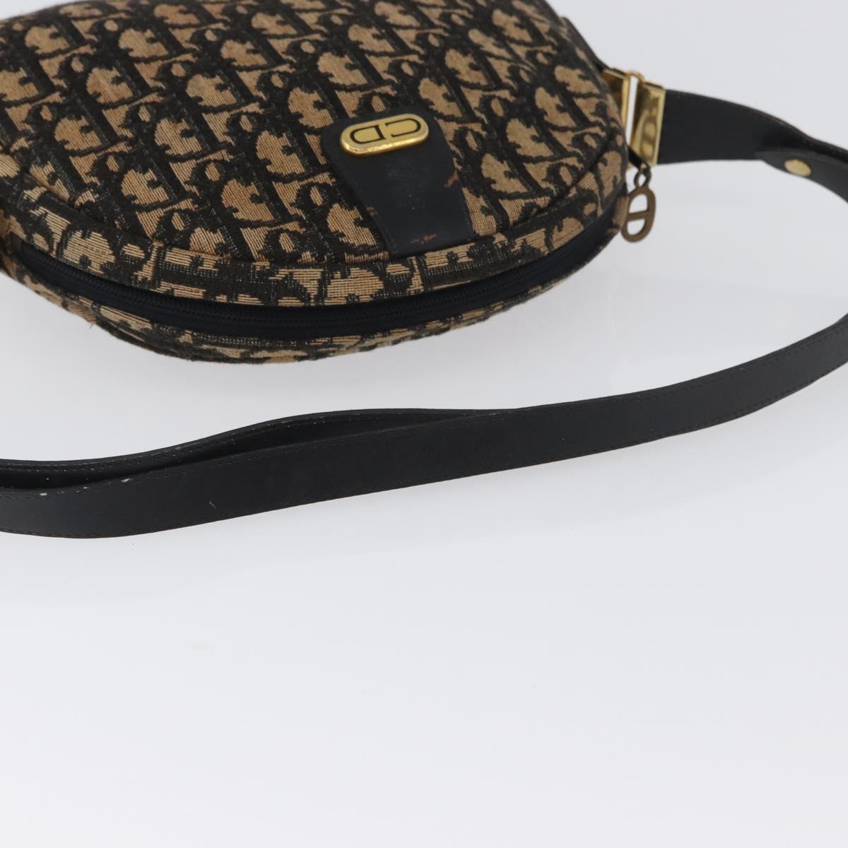 Christian Dior Trotter Canvas Shoulder Bag Navy Gold Auth 172485