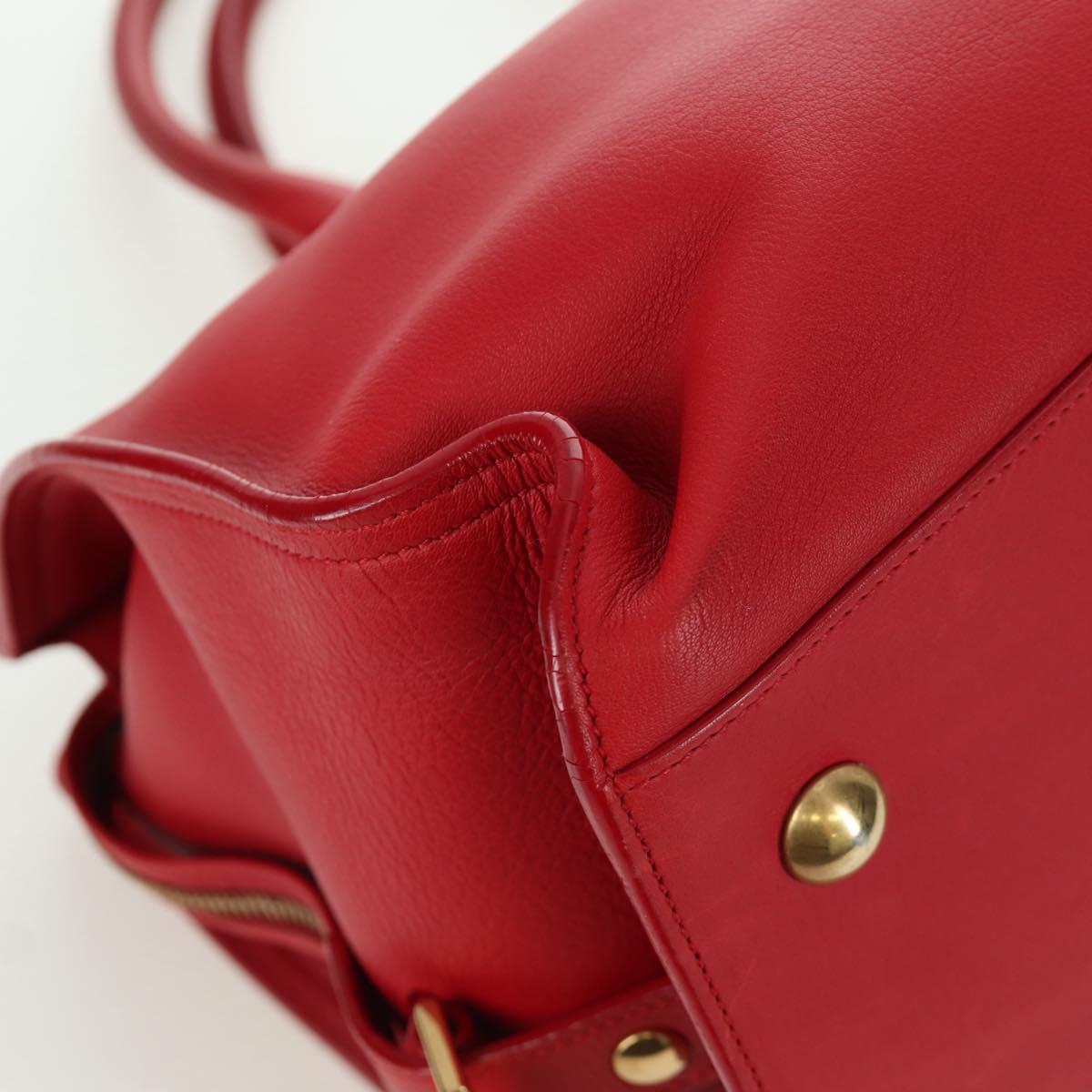 SAINT LAURENT Cabas Classic Hand Bag Leather Red Gold 311208 Auth 172487M