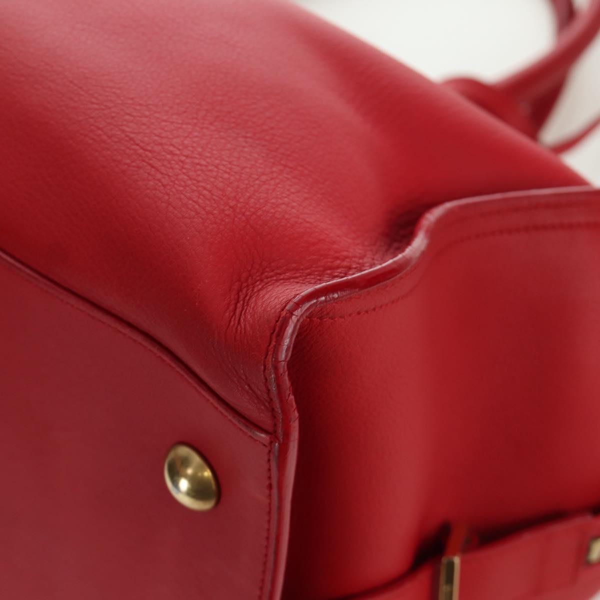 SAINT LAURENT Cabas Classic Hand Bag Leather Red Gold 311208 Auth 172487M