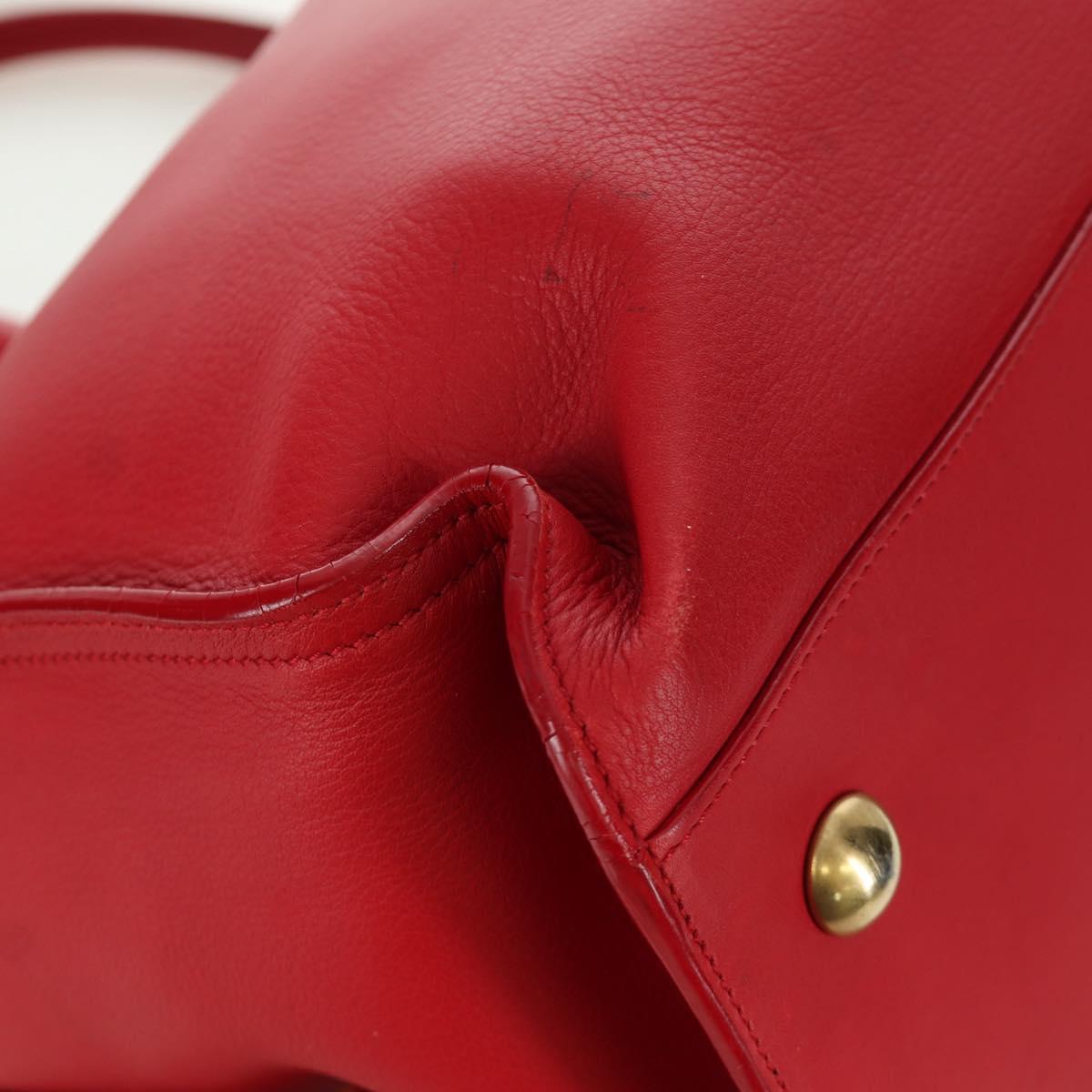 SAINT LAURENT Cabas Classic Hand Bag Leather Red Gold 311208 Auth 172487M