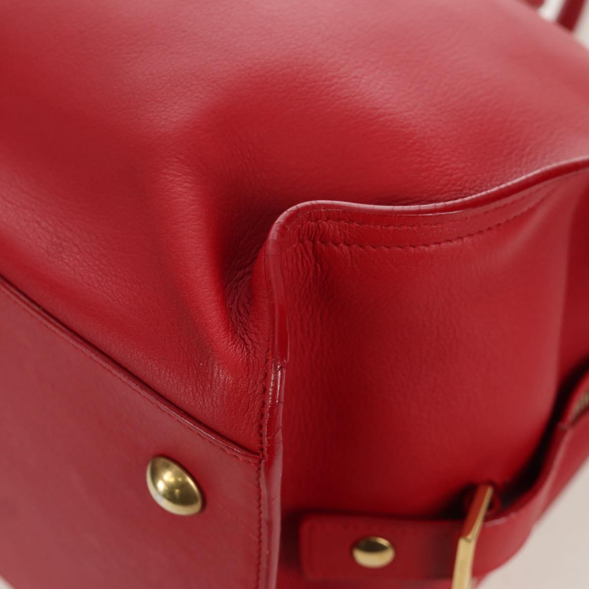 SAINT LAURENT Cabas Classic Hand Bag Leather Red Gold 311208 Auth 172487M