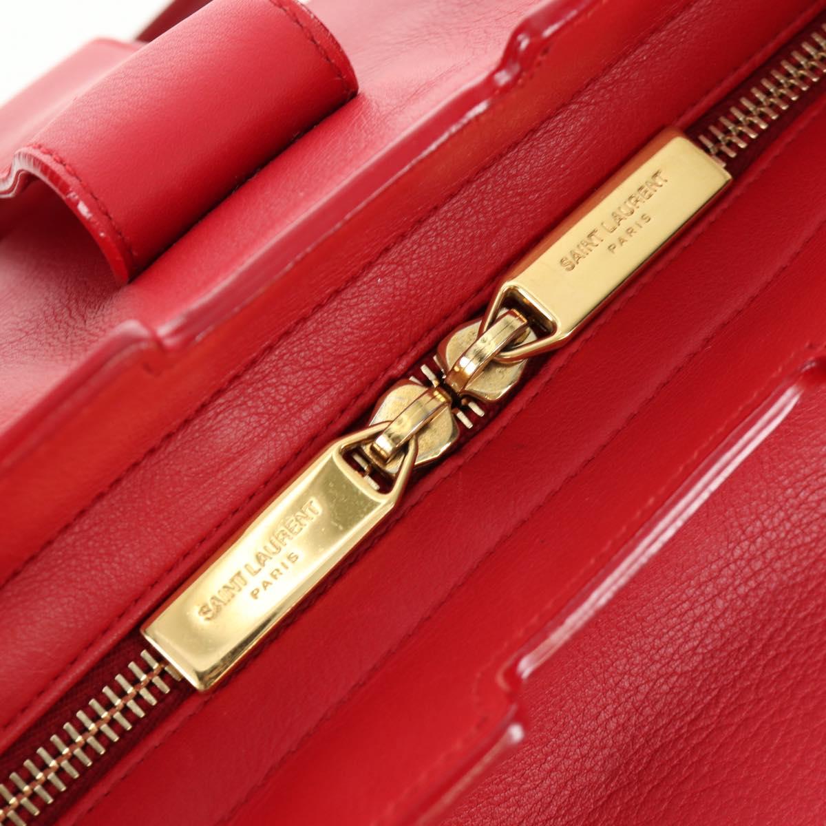SAINT LAURENT Cabas Classic Hand Bag Leather Red Gold 311208 Auth 172487M