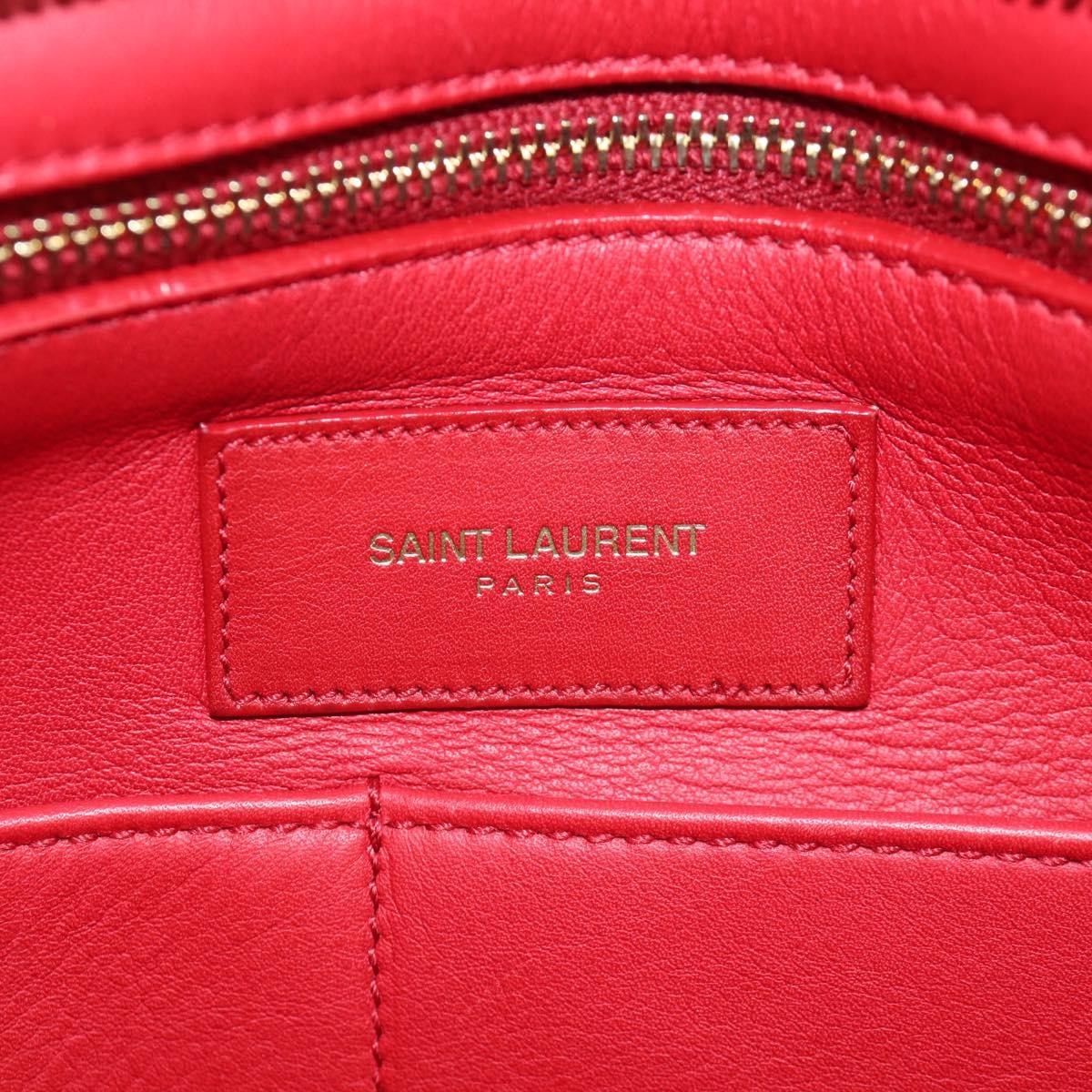 SAINT LAURENT Cabas Classic Hand Bag Leather Red Gold 311208 Auth 172487M