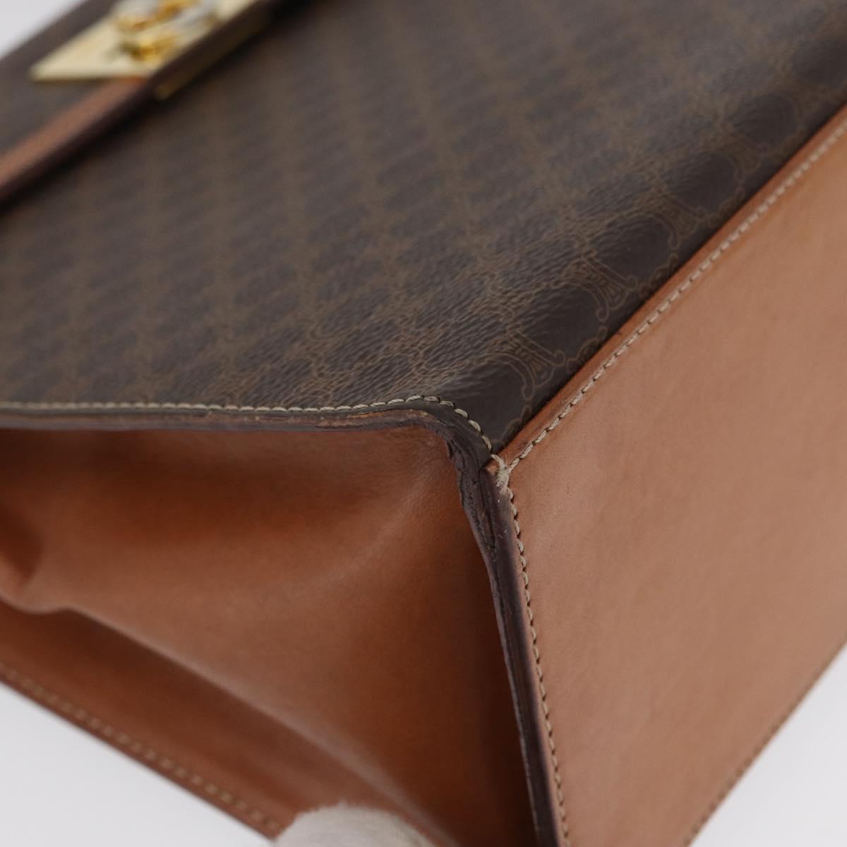 CELINE Macadam Canvas Hand Bag PVC Leather Brown Gold Auth 172507