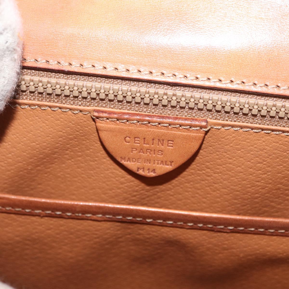 CELINE Macadam Canvas Hand Bag PVC Leather Brown Gold Auth 172507