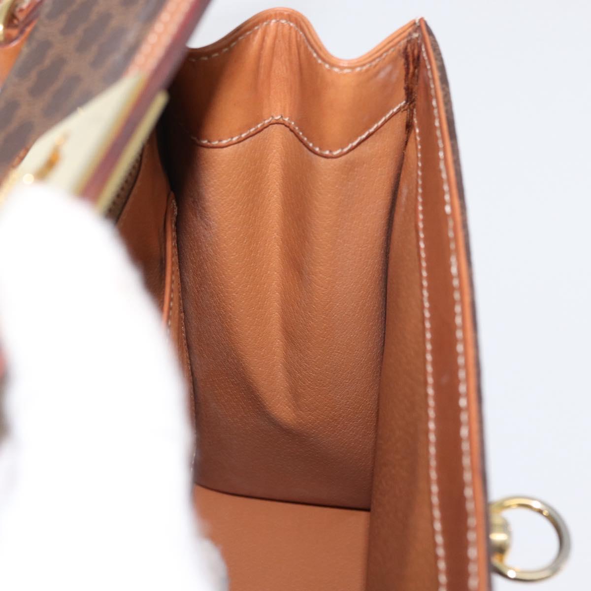 CELINE Macadam Canvas Hand Bag PVC Leather Brown Gold Auth 172507