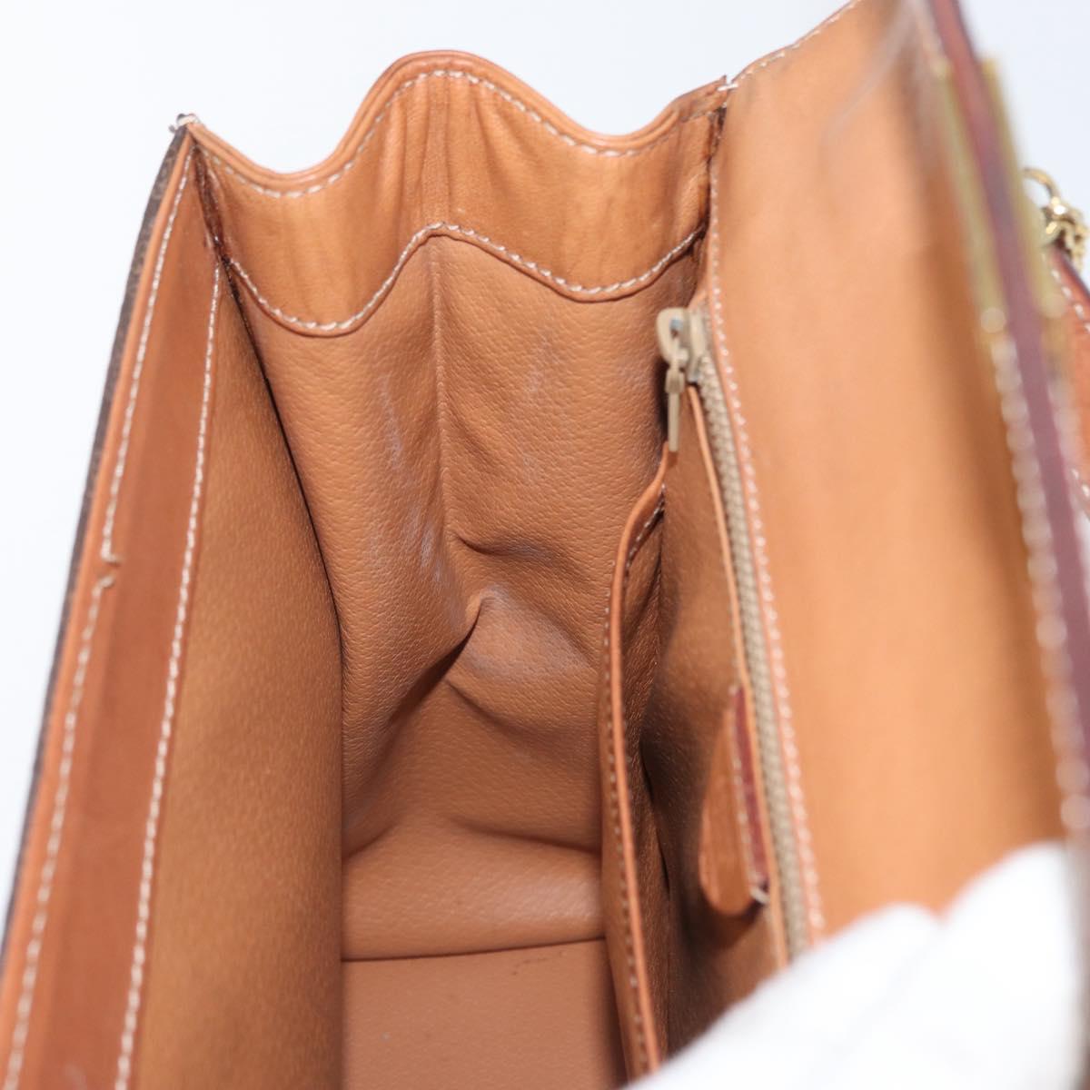CELINE Macadam Canvas Hand Bag PVC Leather Brown Gold Auth 172507
