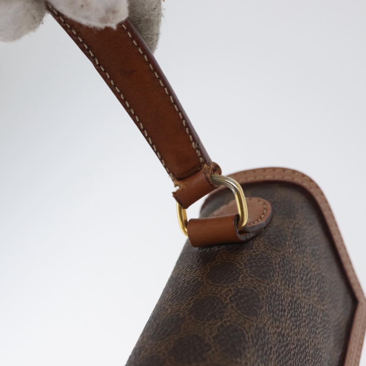 CELINE Macadam Canvas Hand Bag PVC Leather Brown Gold Auth 172507