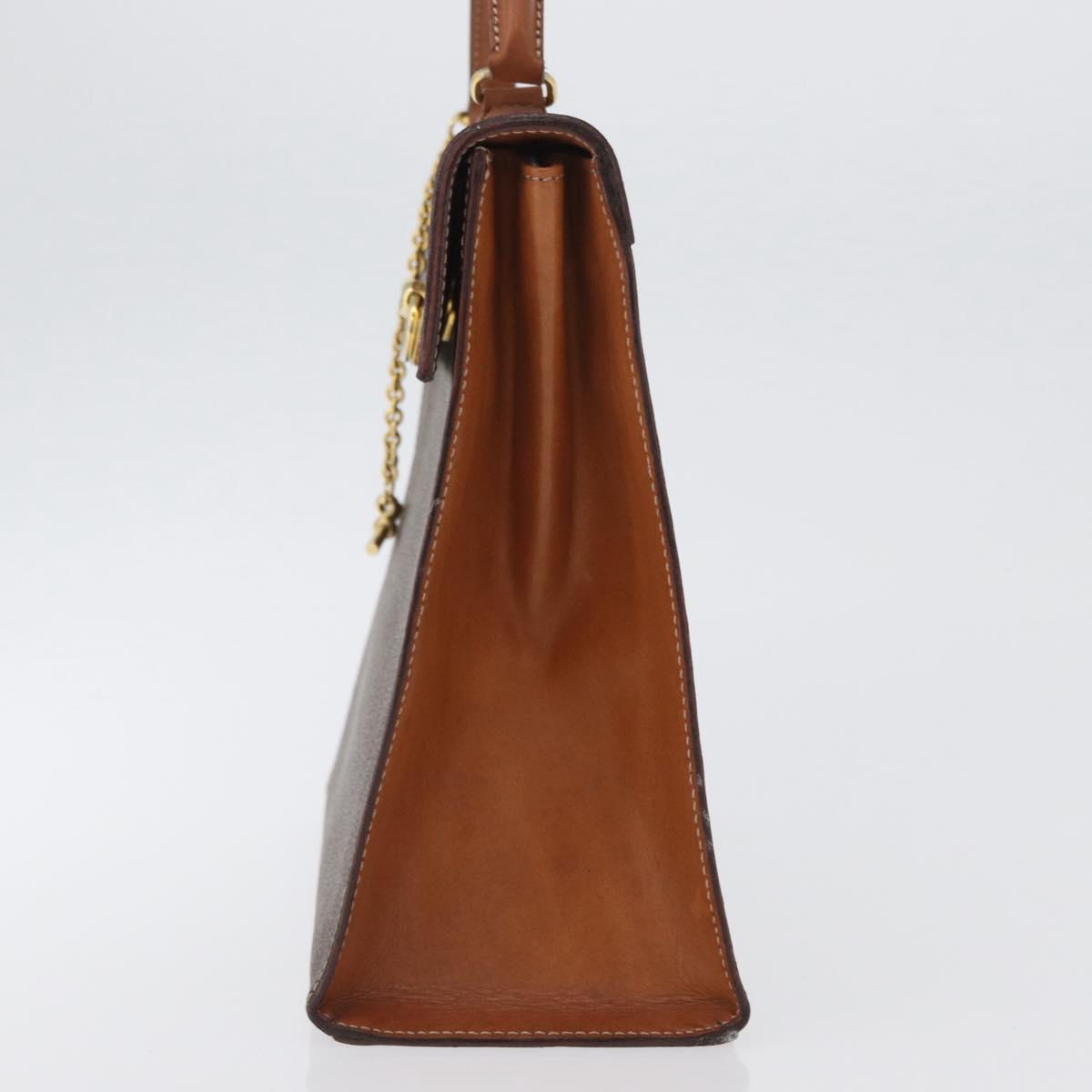 CELINE Macadam Canvas Hand Bag PVC Leather Brown Gold Auth 172507
