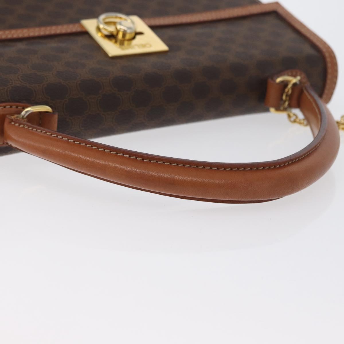 CELINE Macadam Canvas Hand Bag PVC Leather Brown Gold Auth 172507
