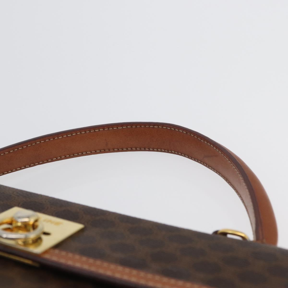 CELINE Macadam Canvas Hand Bag PVC Leather Brown Gold Auth 172507