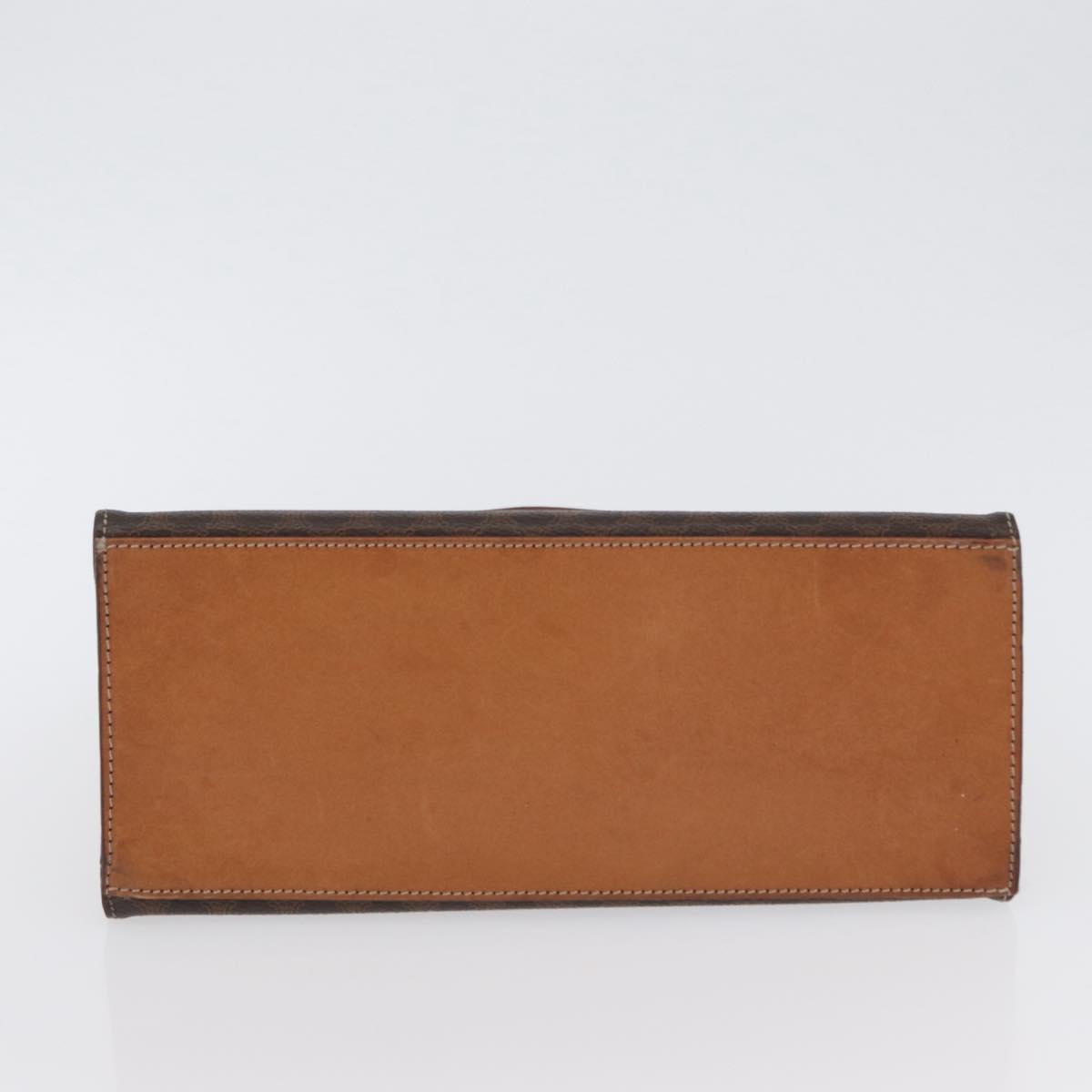 CELINE Macadam Canvas Hand Bag PVC Leather Brown Gold Auth 172507