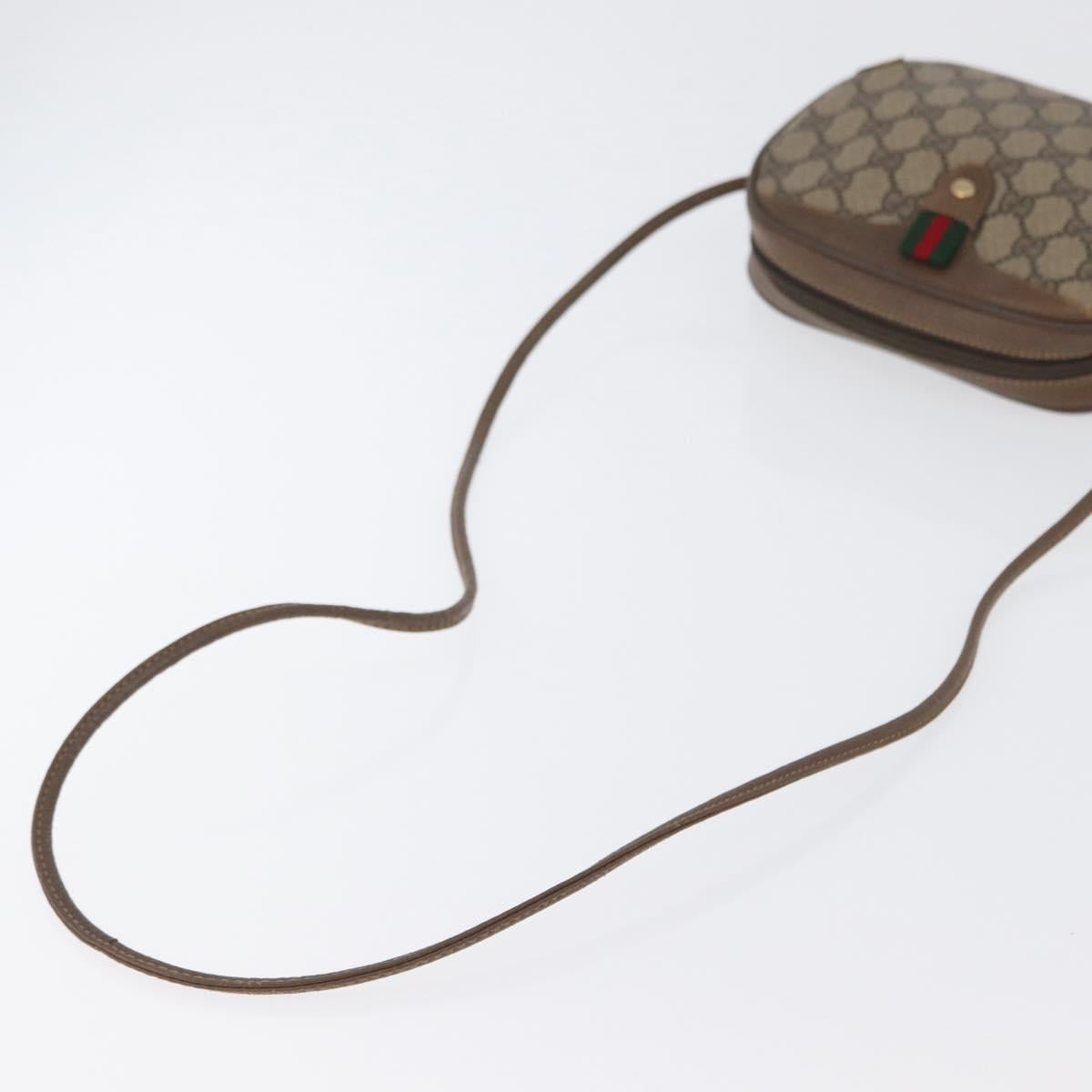 GUCCI GG Supreme Web Sherry Line Bag PVC Beige Gold 89 02 066 Auth 172511