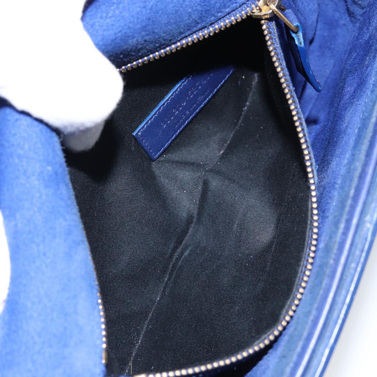 SAINT LAURENT Y Line Shoulder Bag Leather Blue Gold 311214 Auth 172514V