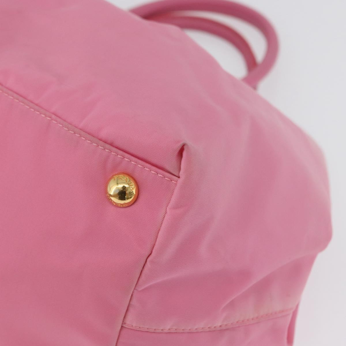 PRADA Hand Bag Nylon Pink Gold Auth 172515A