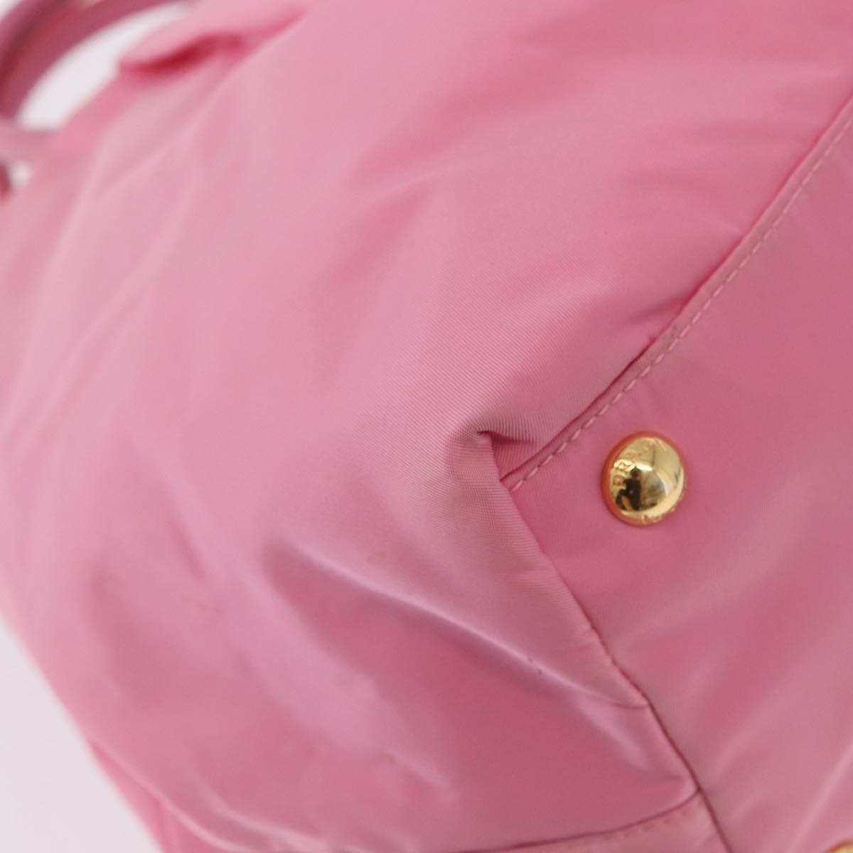 PRADA Hand Bag Nylon Pink Gold Auth 172515A