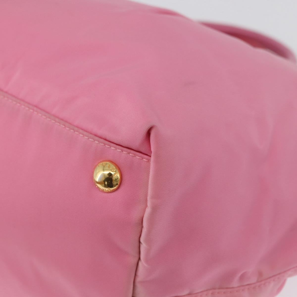 PRADA Hand Bag Nylon Pink Gold Auth 172515A