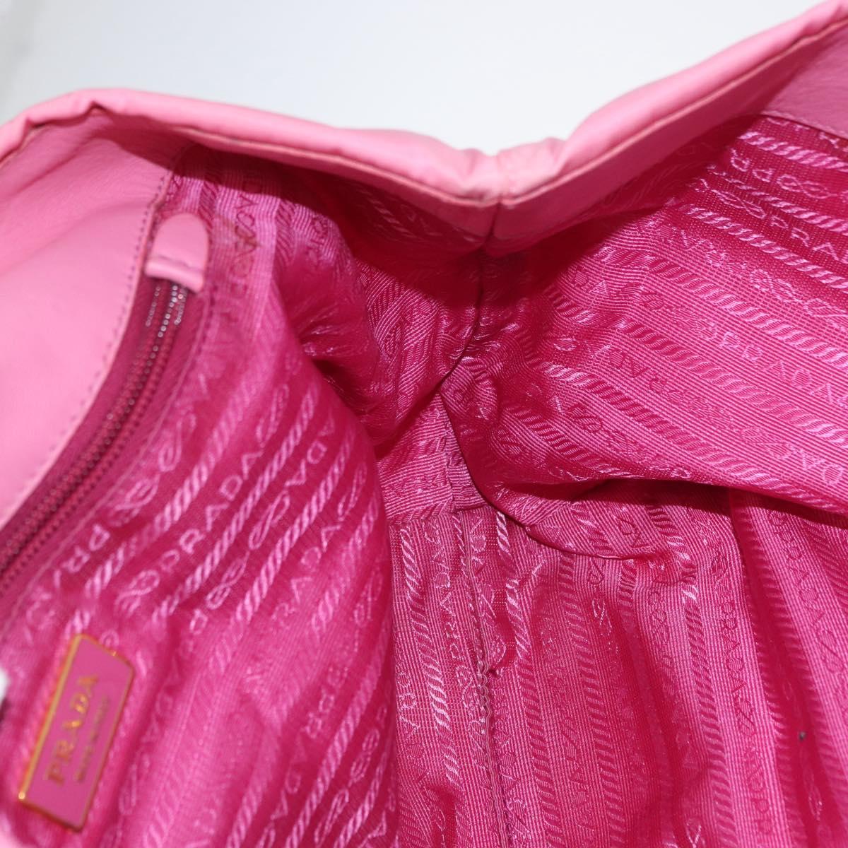 PRADA Hand Bag Nylon Pink Gold Auth 172515A