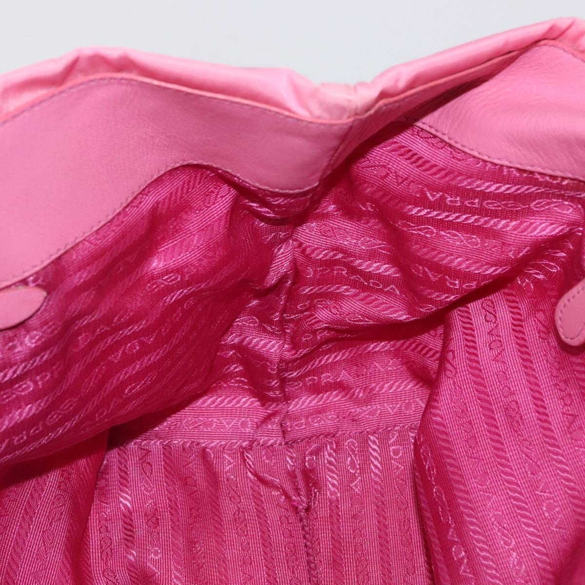 PRADA Hand Bag Nylon Pink Gold Auth 172515A