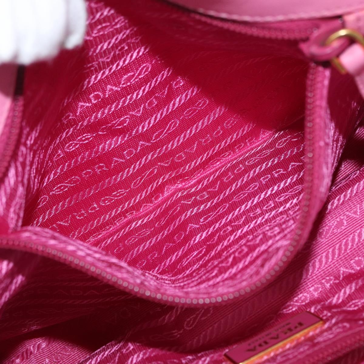 PRADA Hand Bag Nylon Pink Gold Auth 172515A