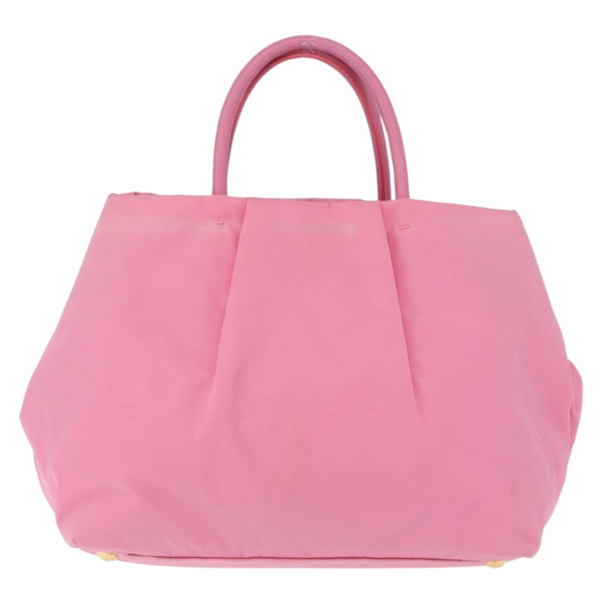 PRADA Hand Bag Nylon Pink Gold Auth 172515A