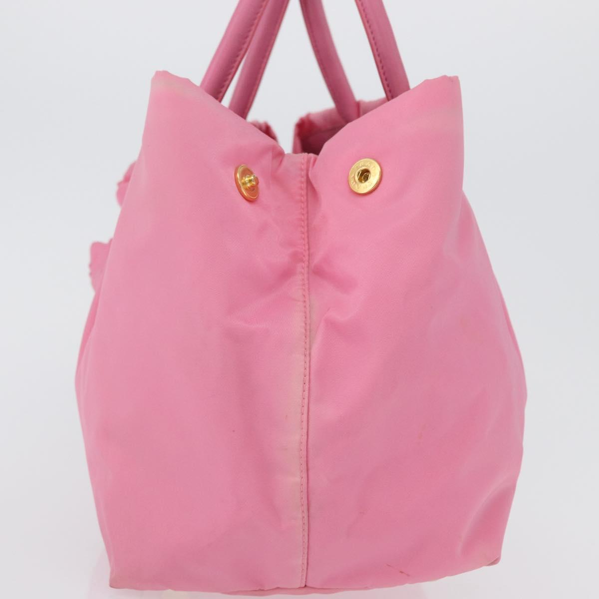 PRADA Hand Bag Nylon Pink Gold Auth 172515A