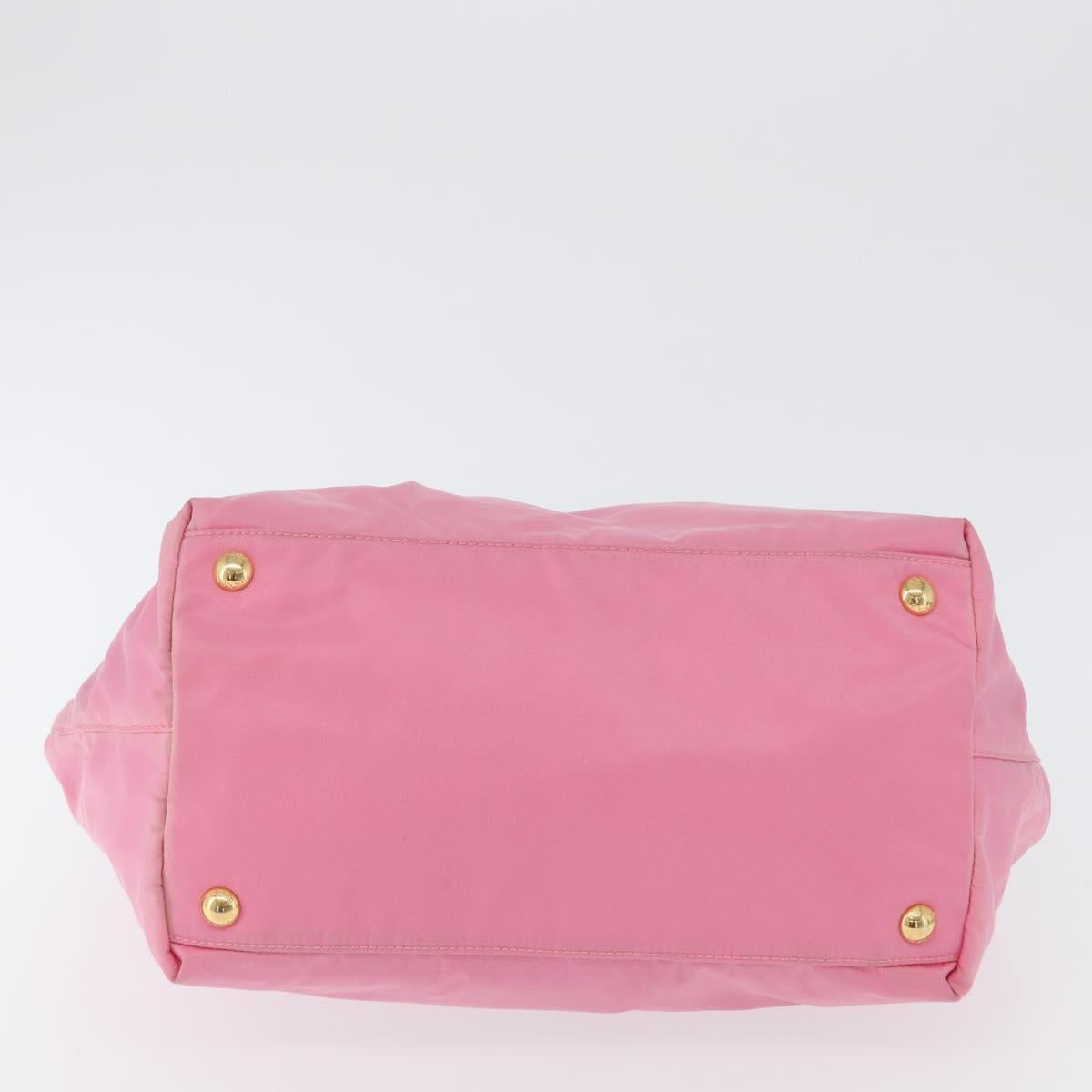 PRADA Hand Bag Nylon Pink Gold Auth 172515A