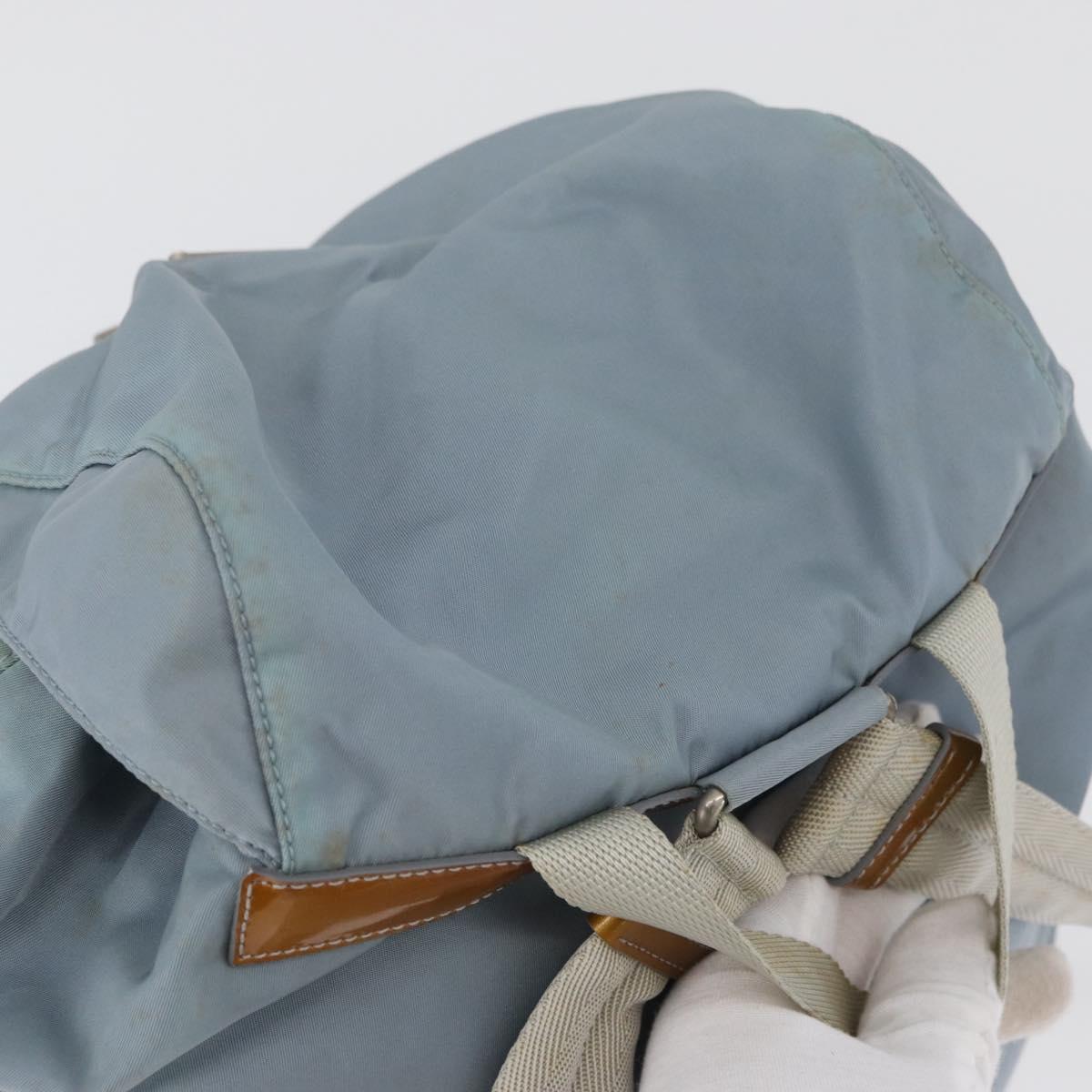 PRADA Backpack Nylon Light Blue Silver Auth 172516