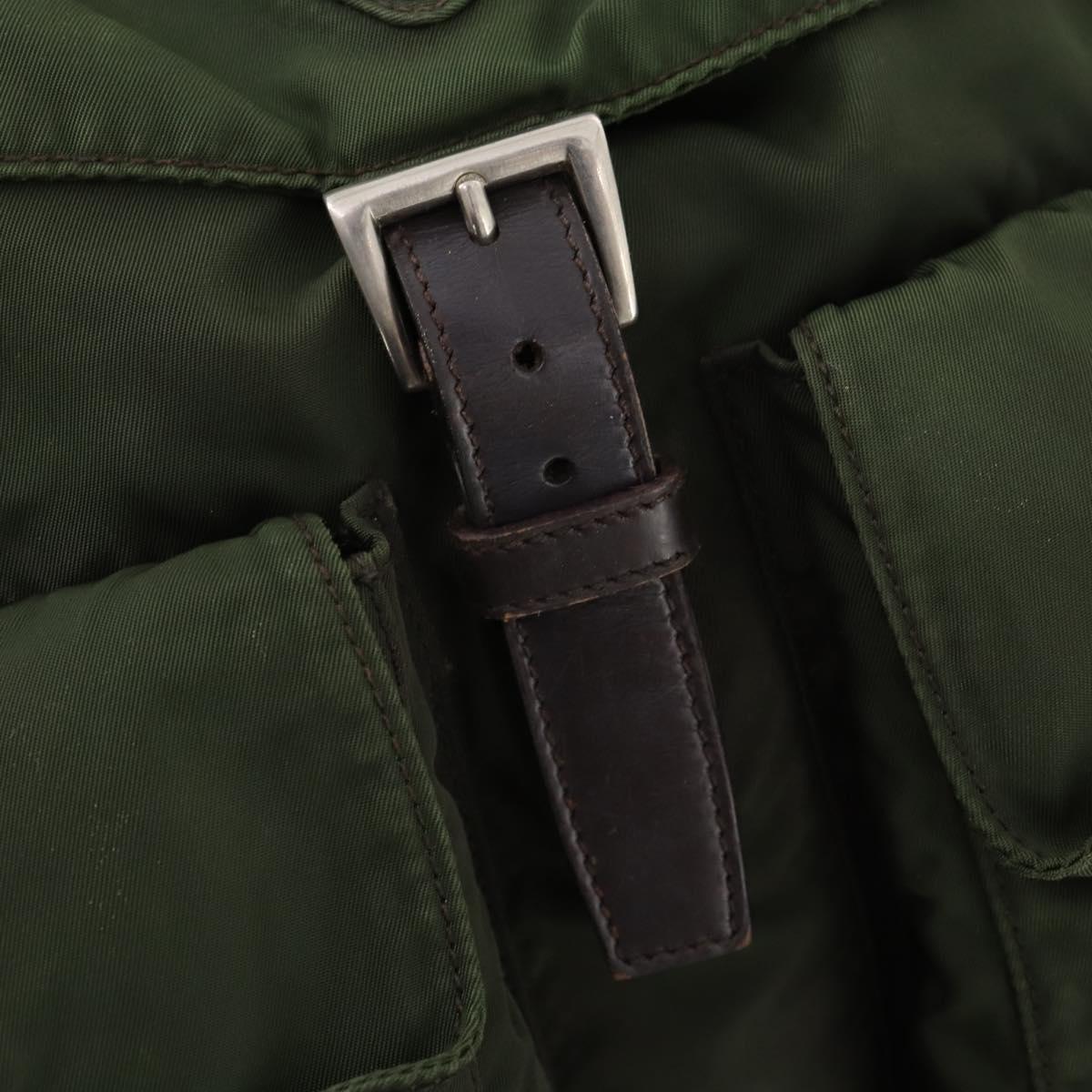 PRADA Backpack Nylon Green Silver Auth 172520