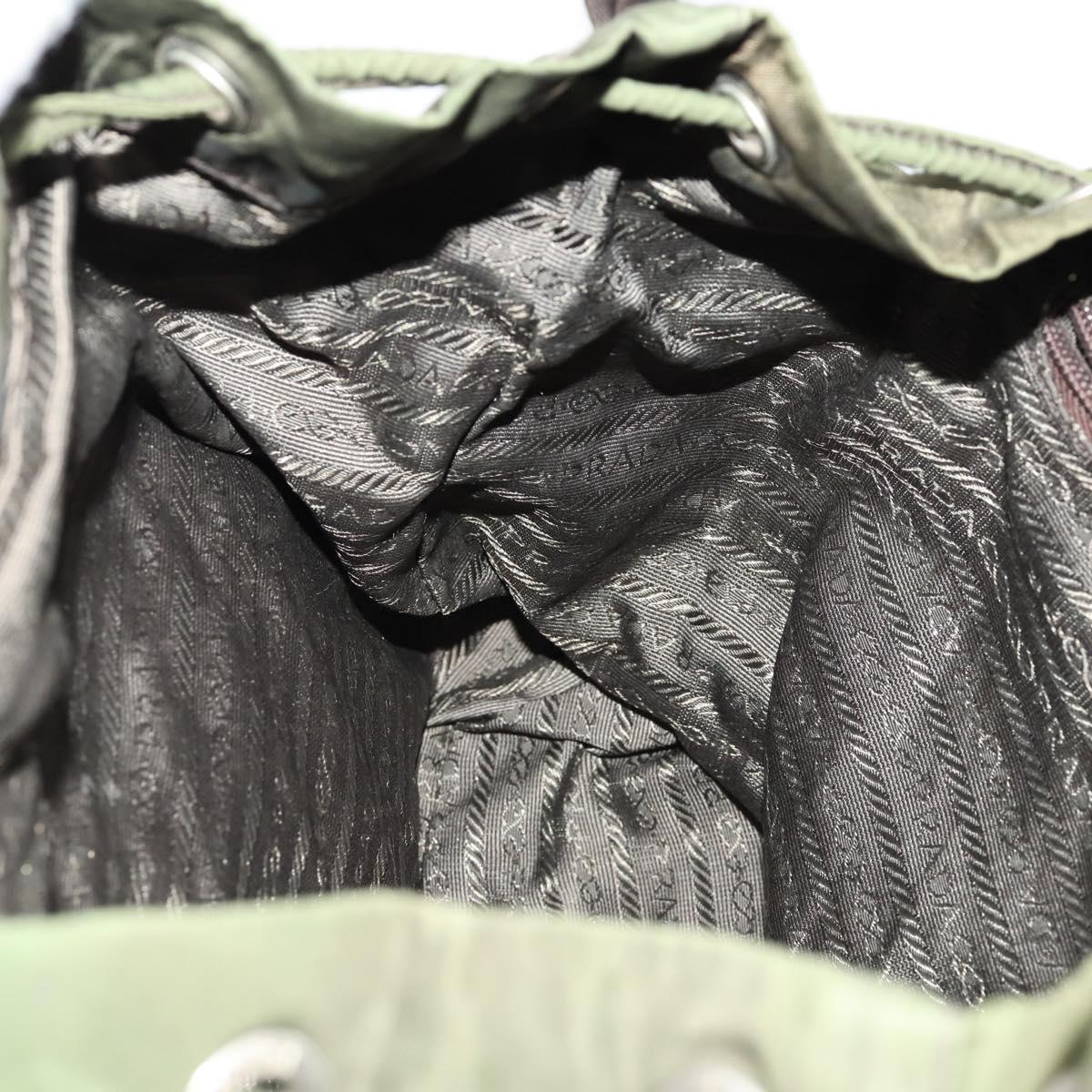 PRADA Backpack Nylon Green Silver Auth 172520